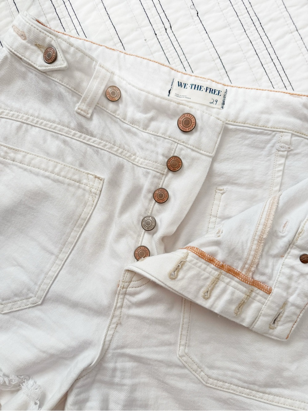 Free People We The Free Palmer Shorts Eggshell White Denim Mid Rise size 29 - Picture 7 of 12